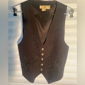 Black Embroidered Button-Front with beautiful metal, silver buttons size small.